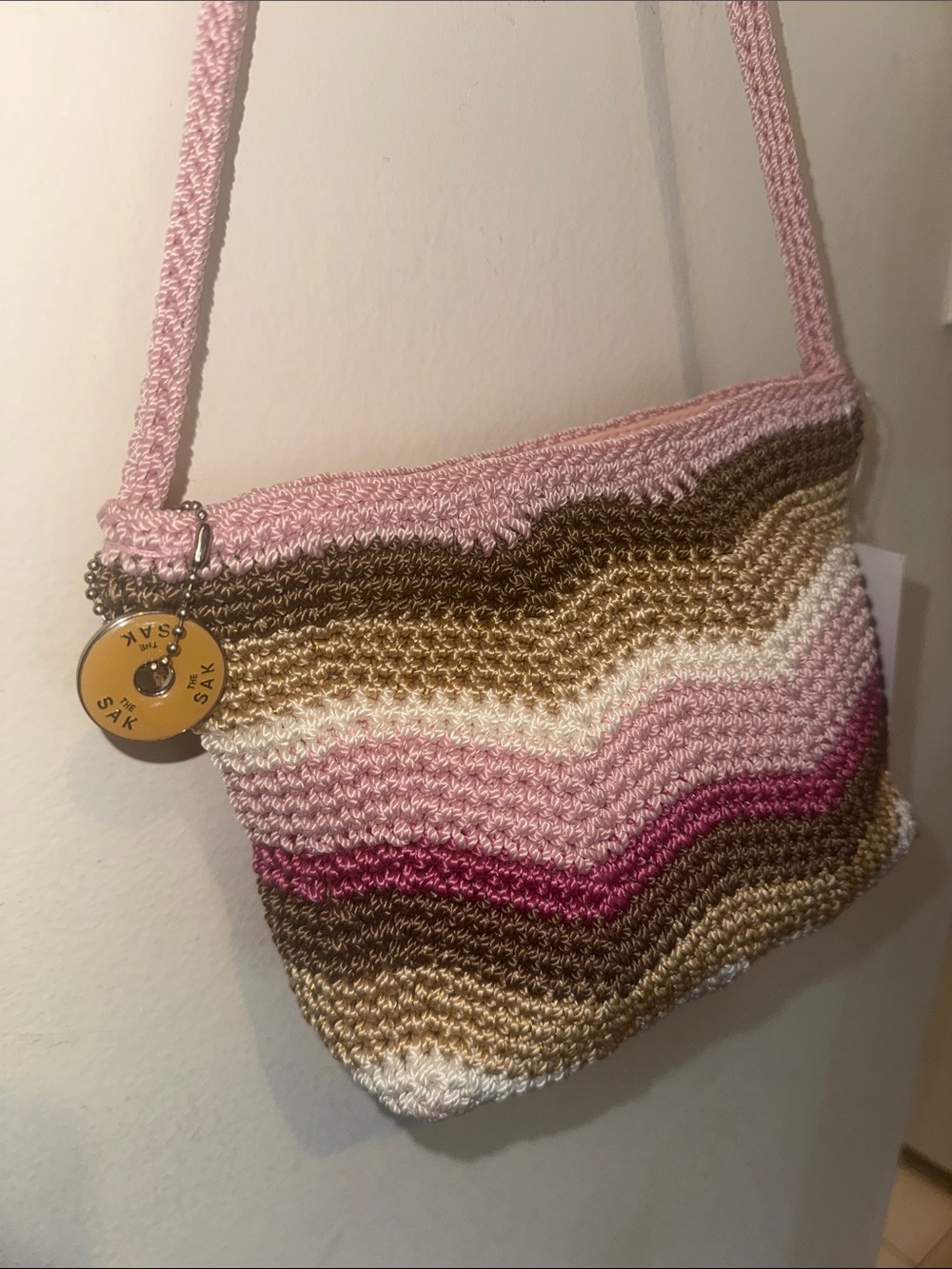 The Sak Pink Brown Multi Crochet Wave Crossbody - Picture 3 of 13